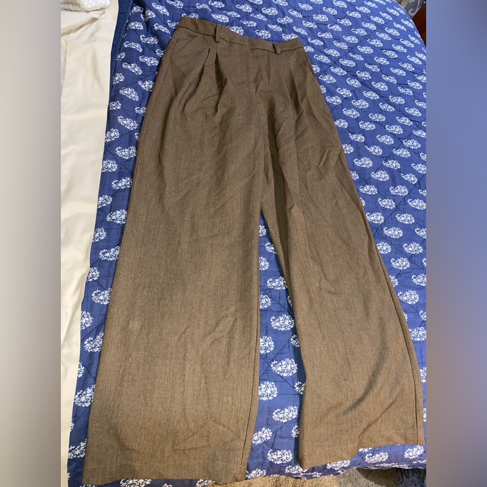 Beige Wide Leg Pants